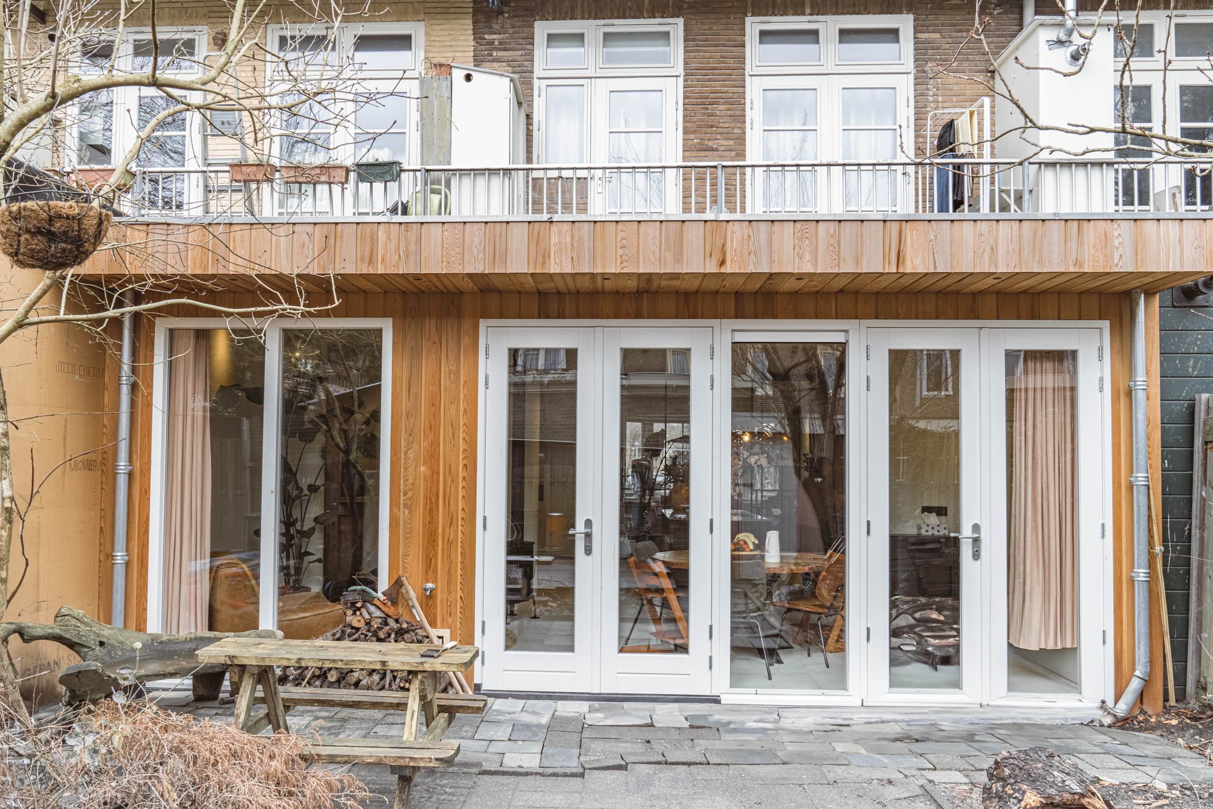 Uitbouw met openslaande deuren aan de tuin, Amsterdam